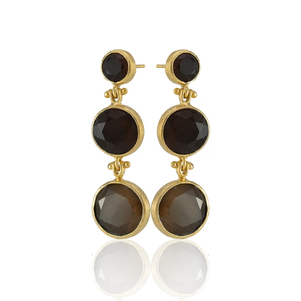 Kadir Jewellery 22 Ayar Altın Kaplama Vintage Küpe -El İşçiliği Ve Hipoalerjenik Küpe - Resim 5