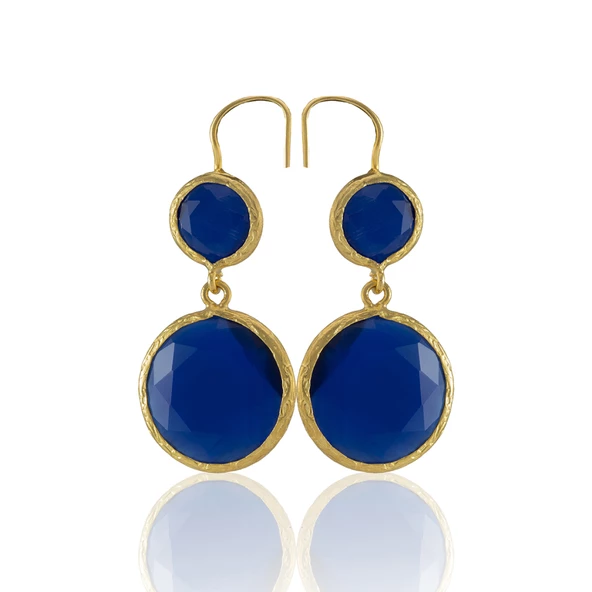 Kadir Jewellery 22 Ayar Altın Kaplama Kadın Taşlı Küpe -El İşçiliği Ve Hipoalerjenik Küpe - Resim 9