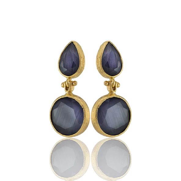 Kadir Jewellery 22 Ayar Altın Kaplama Vintage Küpe -El İşçiliği Ve Hipoalerjenik Küpe - Resim 11