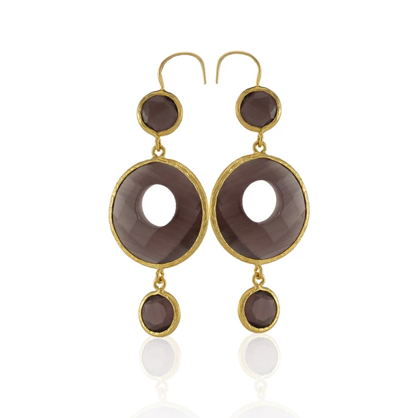 Kadir Jewellery 22 Ayar Altın Kaplama Kadın Sallantılı Küpe -El İşçiliği Ve Hipoalerjenik Küpe - Resim 8