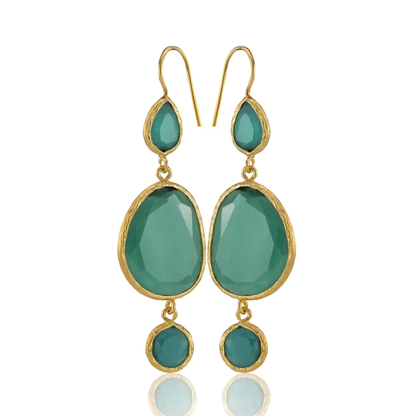 Kadir Jewellery 22 Ayar Altına Kaplama Kadın Sallantılı Küpe -El İşçiliği Ve Hipoalerjenik Küpe - Resim 2