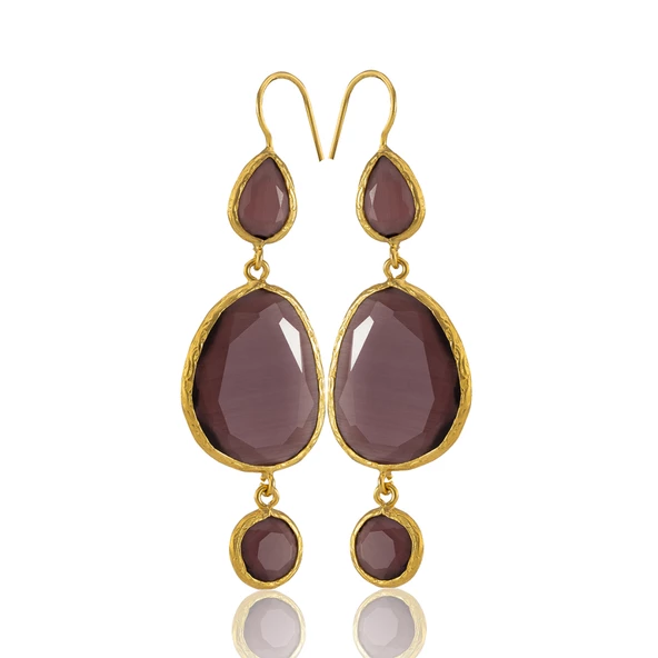 Kadir Jewellery 22 Ayar Altına Kaplama Kadın Sallantılı Küpe -El İşçiliği Ve Hipoalerjenik Küpe - Resim 8