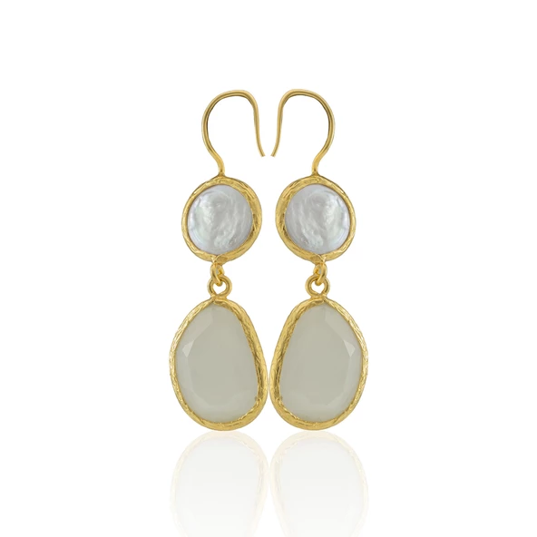 Kadir Jewellery 22 Ayar Altın Kaplama Kadın İnci Küpe -El İşçiliği Ve Hipoalerjenik Küpe - Resim 12