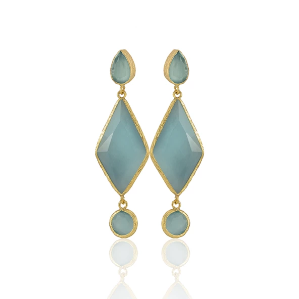 Kadir Jewellery 22 Ayar Altın Kaplama Kadın Sallantılı Küpe -El İşçiliği Ve Hipoalerjenik Küpe