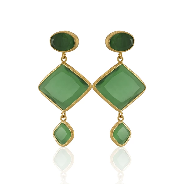 Kadir Jewellery 22 Ayar Altın Kaplama Kadın Sallantılı Küpe -El İşçiliği Ve Hipoalerjenik Küpe - Resim 3