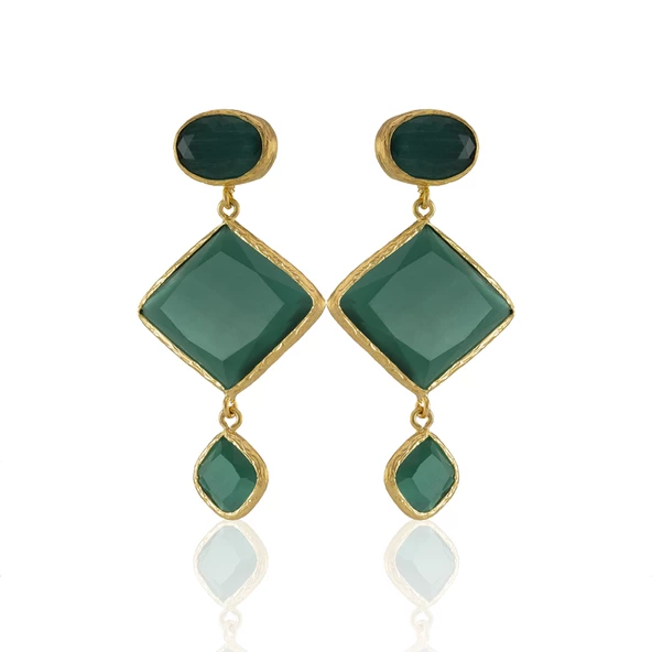 Kadir Jewellery 22 Ayar Altın Kaplama Kadın Sallantılı Küpe -El İşçiliği Ve Hipoalerjenik Küpe - Resim 2