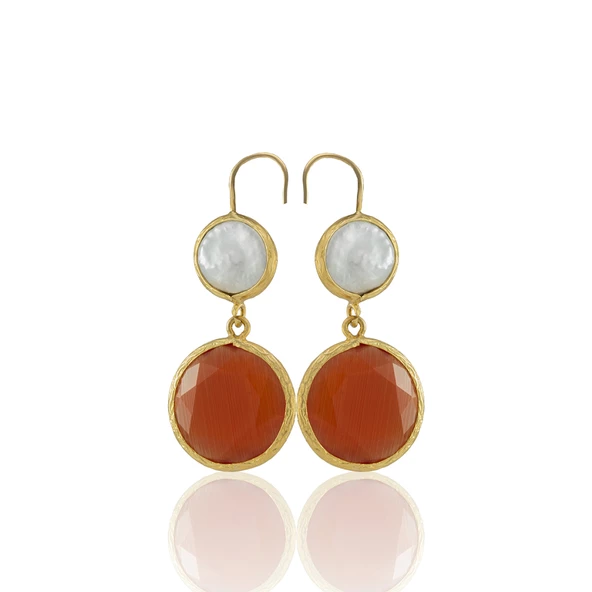 Kadir Jewellery 22 Ayar Altın Kaplama Kadın İnci Küpe -El İşçiliği Ve Hipoalerjenik Küpe