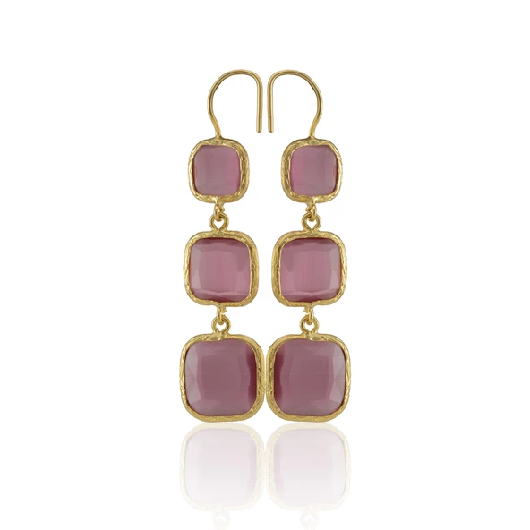 Kadir Jewellery 22 Ayar Altına Kaplama Kadın Sallantılı Küpe -El İşçiliği Ve Hipoalerjenik Küpe - Resim 6