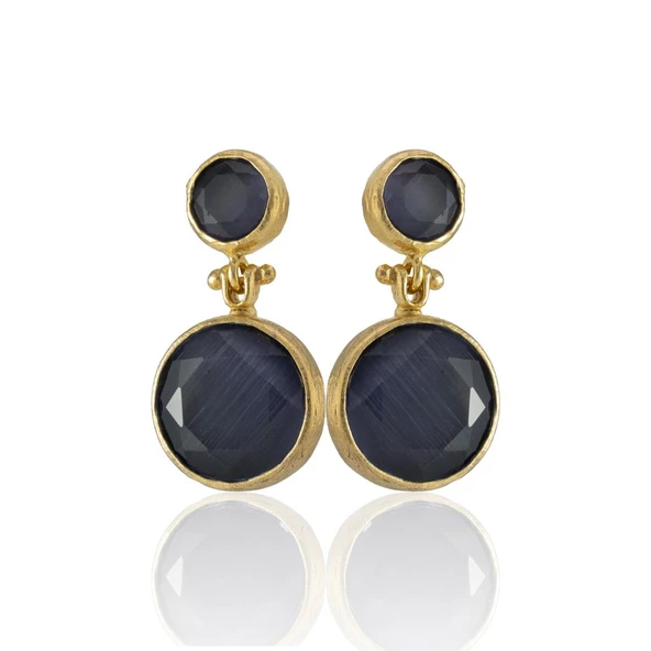 Kadir Jewellery 22 Ayar Altın Kaplama Kadın Taşlı Küpe -El İşçiliği Ve Hipoalerjenik Küpe - Resim 11