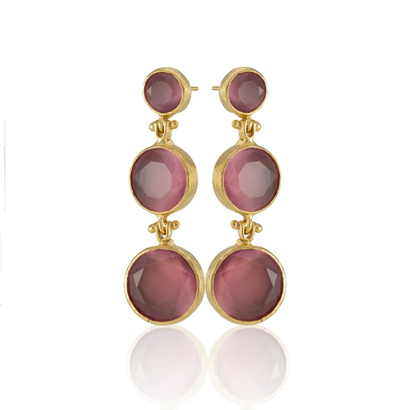 Kadir Jewellery 22 Ayar Altın Kaplama Vintage Küpe -El İşçiliği Ve Hipoalerjenik Küpe - Resim 6