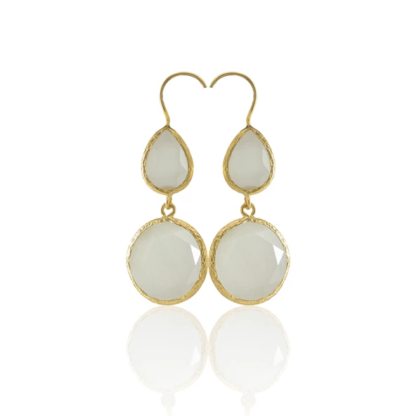 Kadir Jewellery 22 Ayar Altın Kaplama Kadın Taşlı Küpe -El İşçiliği Ve Hipoalerjenik Küpe - Resim 11