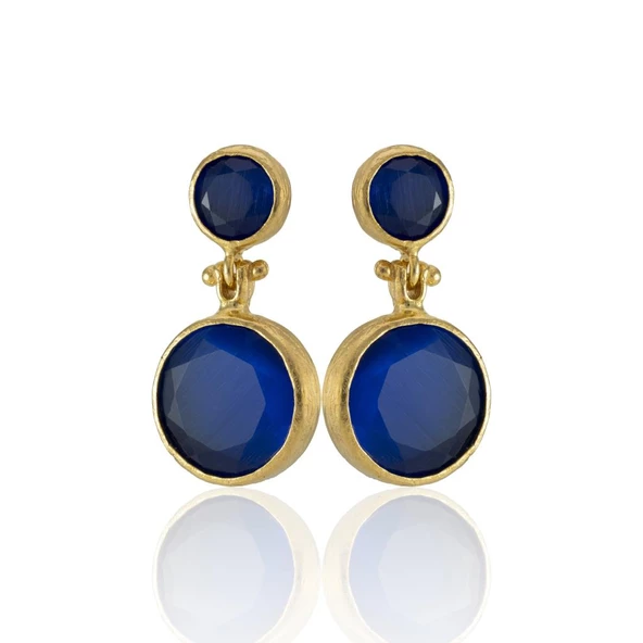 Kadir Jewellery 22 Ayar Altın Kaplama Kadın Taşlı Küpe -El İşçiliği Ve Hipoalerjenik Küpe - Resim 9