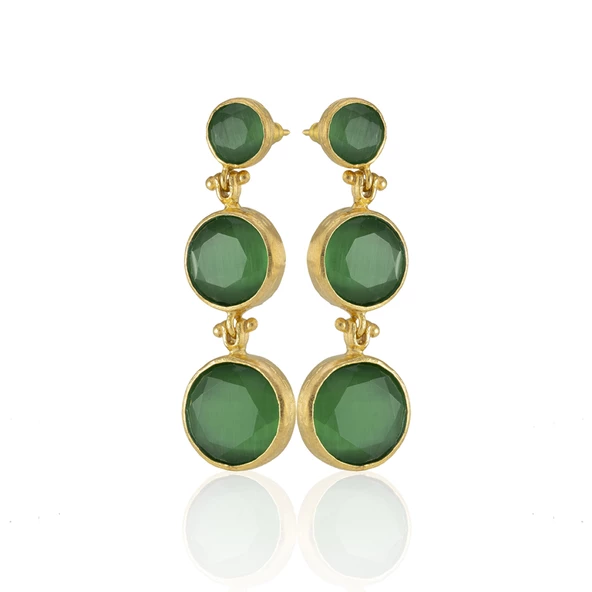 Kadir Jewellery 22 Ayar Altın Kaplama Vintage Küpe -El İşçiliği Ve Hipoalerjenik Küpe - Resim 3