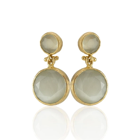 Kadir Jewellery 22 Ayar Altın Kaplama Kadın Taşlı Küpe -El İşçiliği Ve Hipoalerjenik Küpe - Resim 12