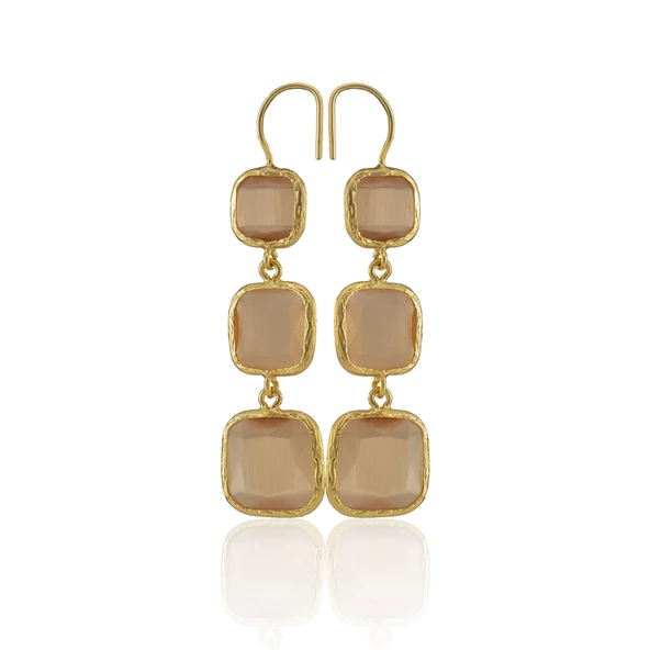 Kadir Jewellery 22 Ayar Altına Kaplama Kadın Sallantılı Küpe -El İşçiliği Ve Hipoalerjenik Küpe - Resim 7