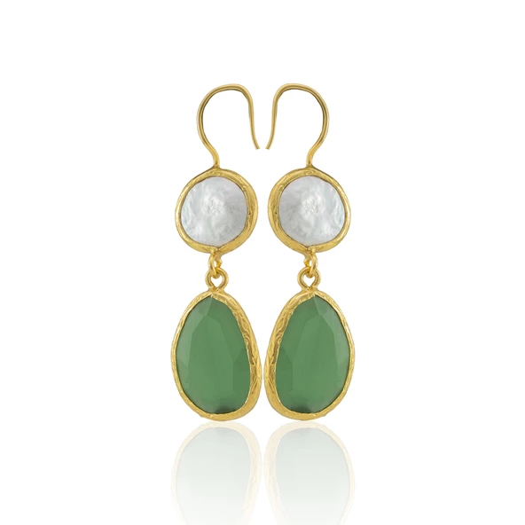 Kadir Jewellery 22 Ayar Altın Kaplama Kadın İnci Küpe -El İşçiliği Ve Hipoalerjenik Küpe - Resim 3