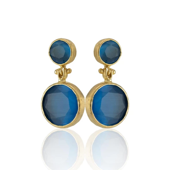 Kadir Jewellery 22 Ayar Altın Kaplama Kadın Taşlı Küpe -El İşçiliği Ve Hipoalerjenik Küpe - Resim 10