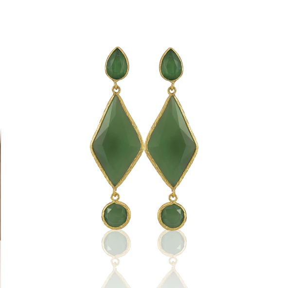 Kadir Jewellery 22 Ayar Altın Kaplama Kadın Sallantılı Küpe -El İşçiliği Ve Hipoalerjenik Küpe - Resim 3