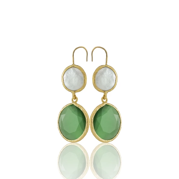 Kadir Jewellery 22 Ayar Altın Kaplama Kadın İnci Küpe -El İşçiliği Ve Hipoalerjenik Küpe - Resim 3