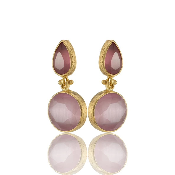 Kadir Jewellery 22 Ayar Altın Kaplama Vintage Küpe -El İşçiliği Ve Hipoalerjenik Küpe - Resim 6