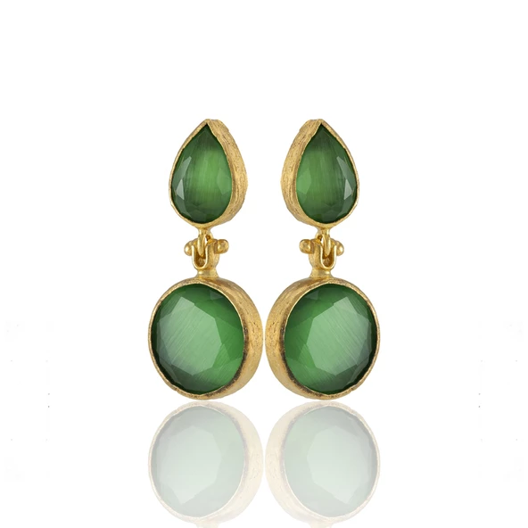 Kadir Jewellery 22 Ayar Altın Kaplama Vintage Küpe -El İşçiliği Ve Hipoalerjenik Küpe - Resim 3