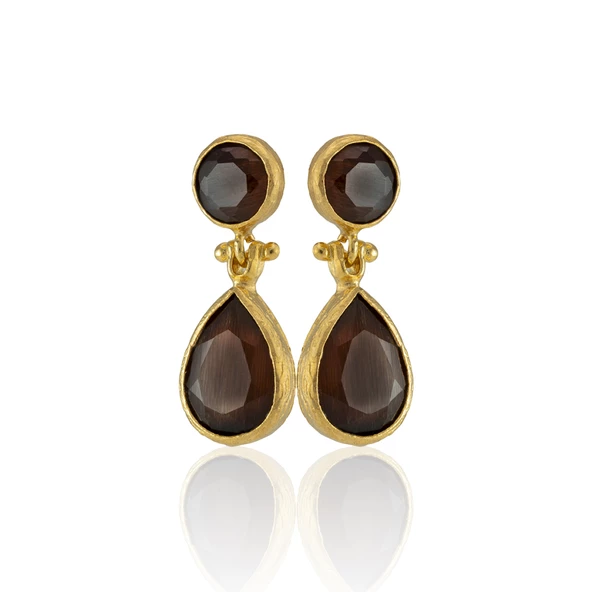 Kadir Jewellery 22 Ayar Altın Kaplama Vintage Küpe -El İşçiliği Ve Hipoalerjenik Küpe - Resim 5