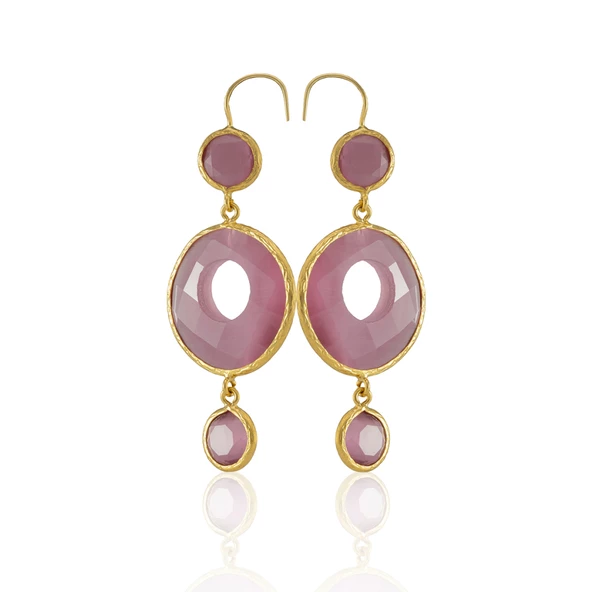 Kadir Jewellery 22 Ayar Altın Kaplama Kadın Sallantılı Küpe -El İşçiliği Ve Hipoalerjenik Küpe - Resim 6