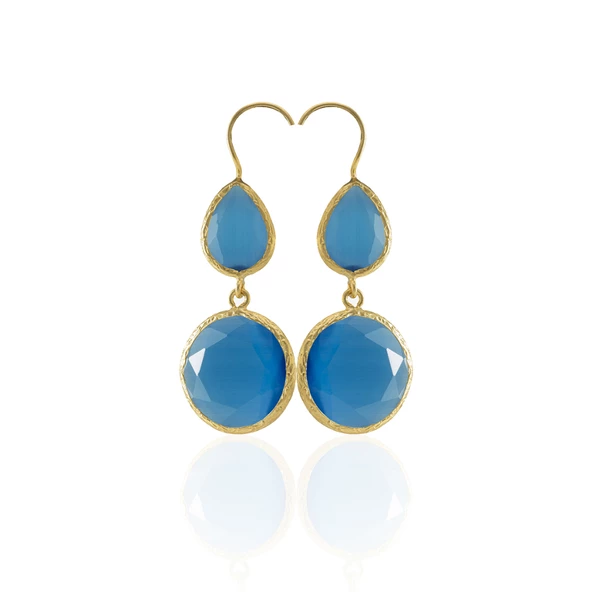 Kadir Jewellery 22 Ayar Altın Kaplama Kadın Taşlı Küpe -El İşçiliği Ve Hipoalerjenik Küpe - Resim 9