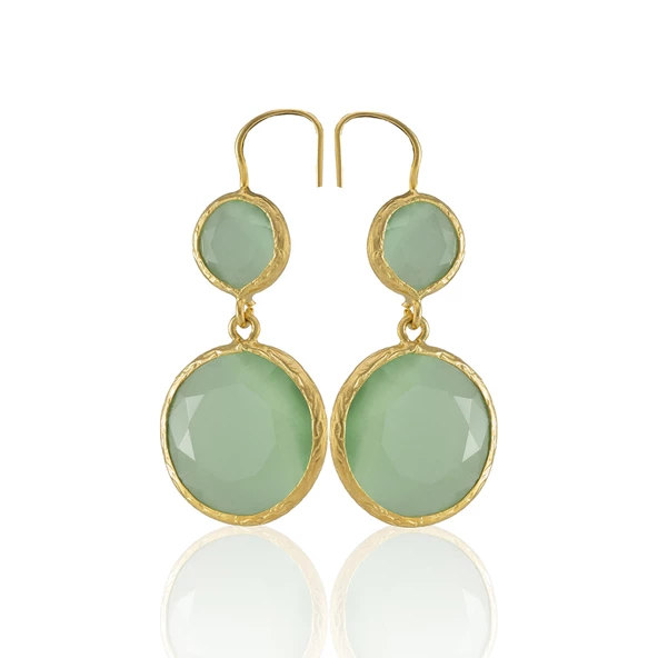 Kadir Jewellery 22 Ayar Altın Kaplama Kadın Taşlı Küpe -El İşçiliği Ve Hipoalerjenik Küpe - Resim 4