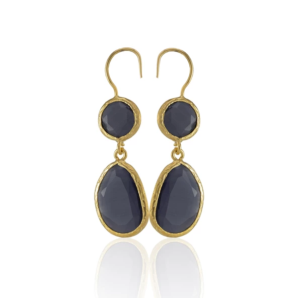 Kadir Jewellery 22 Ayar Altın Kaplama Kadın Taşlı Küpe -El İşçiliği Ve Hipoalerjenik Küpe - Resim 11