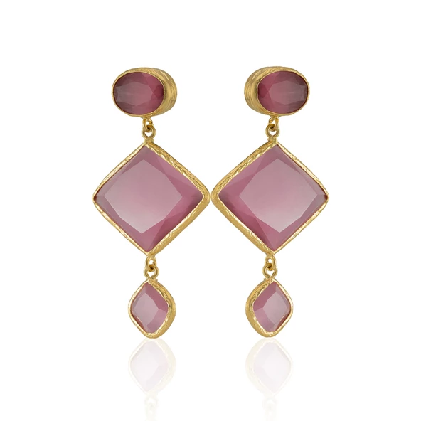 Kadir Jewellery 22 Ayar Altın Kaplama Kadın Sallantılı Küpe -El İşçiliği Ve Hipoalerjenik Küpe
