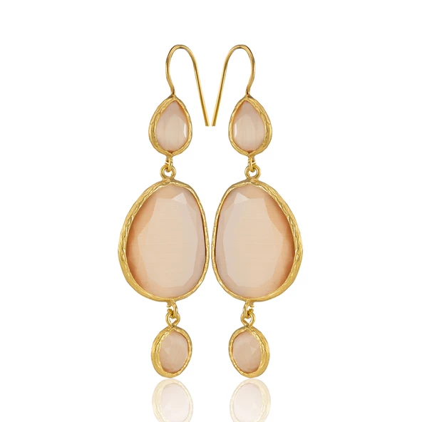 Kadir Jewellery 22 Ayar Altına Kaplama Kadın Sallantılı Küpe -El İşçiliği Ve Hipoalerjenik Küpe - Resim 7