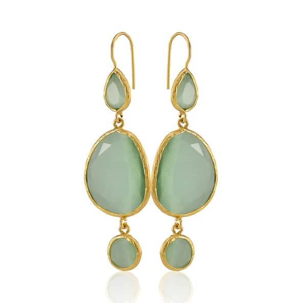 Kadir Jewellery 22 Ayar Altına Kaplama Kadın Sallantılı Küpe -El İşçiliği Ve Hipoalerjenik Küpe - Resim 4