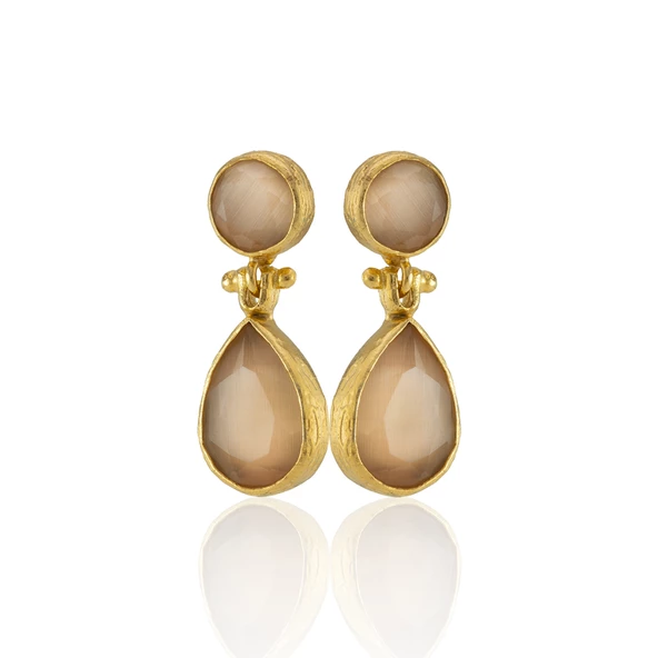 Kadir Jewellery 22 Ayar Altın Kaplama Vintage Küpe -El İşçiliği Ve Hipoalerjenik Küpe - Resim 7