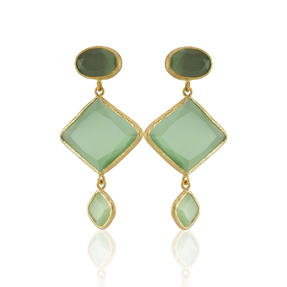 Kadir Jewellery 22 Ayar Altın Kaplama Kadın Sallantılı Küpe -El İşçiliği Ve Hipoalerjenik Küpe - Resim 4