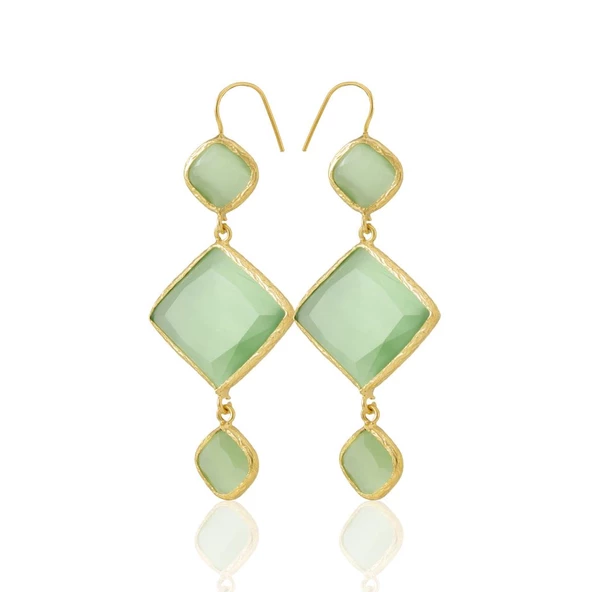 Kadir Jewellery 22 Ayar Altın Kaplama Kadın Sallantılı Küpe -El İşçiliği Ve Hipoalerjenik Küpe - Resim 4