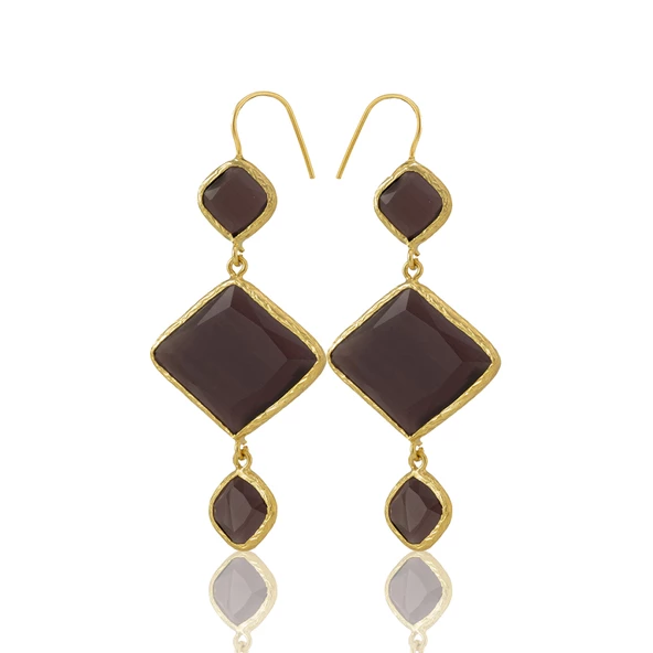 Kadir Jewellery 22 Ayar Altın Kaplama Kadın Sallantılı Küpe -El İşçiliği Ve Hipoalerjenik Küpe - Resim 8