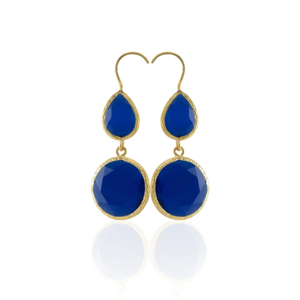 Kadir Jewellery 22 Ayar Altın Kaplama Kadın Taşlı Küpe -El İşçiliği Ve Hipoalerjenik Küpe - Resim 8