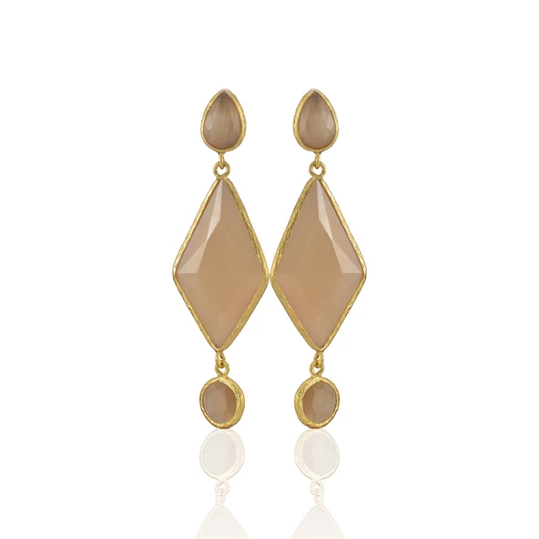 Kadir Jewellery 22 Ayar Altın Kaplama Kadın Sallantılı Küpe -El İşçiliği Ve Hipoalerjenik Küpe - Resim 7