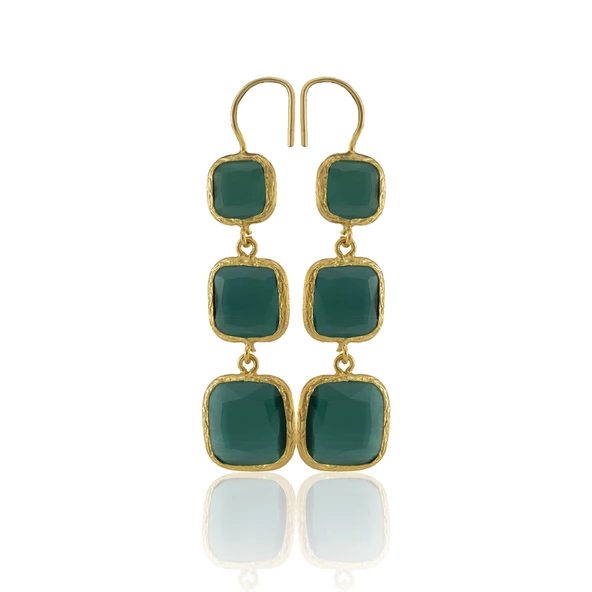 Kadir Jewellery 22 Ayar Altına Kaplama Kadın Sallantılı Küpe -El İşçiliği Ve Hipoalerjenik Küpe - Resim 2