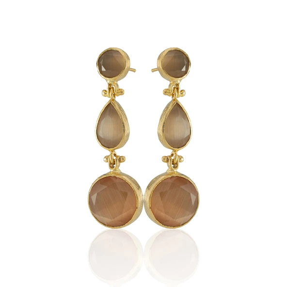 Kadir Jewellery 22 Ayar Altın Kaplama Vintage Küpe -El İşçiliği Ve Hipoalerjenik Küpe - 7