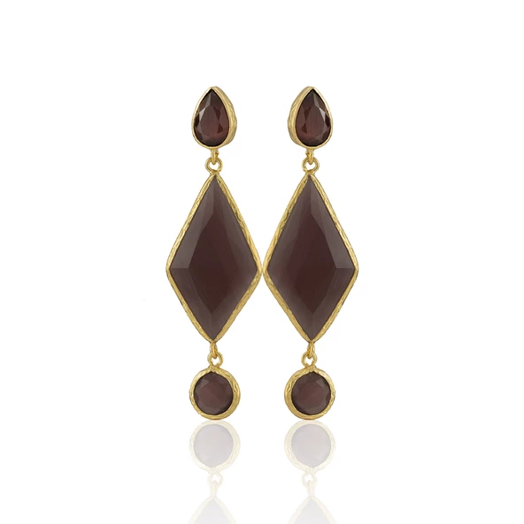 Kadir Jewellery 22 Ayar Altın Kaplama Kadın Sallantılı Küpe -El İşçiliği Ve Hipoalerjenik Küpe - Resim 8