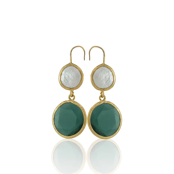 Kadir Jewellery 22 Ayar Altın Kaplama Kadın İnci Küpe -El İşçiliği Ve Hipoalerjenik Küpe - Resim 2