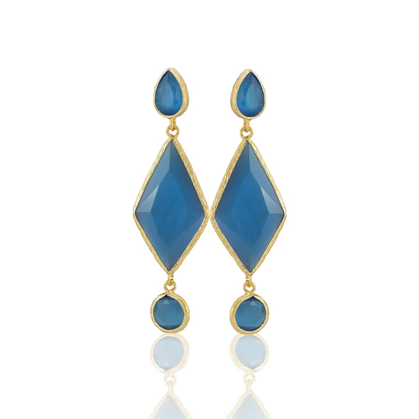 Kadir Jewellery 22 Ayar Altın Kaplama Kadın Sallantılı Küpe -El İşçiliği Ve Hipoalerjenik Küpe - Resim 10