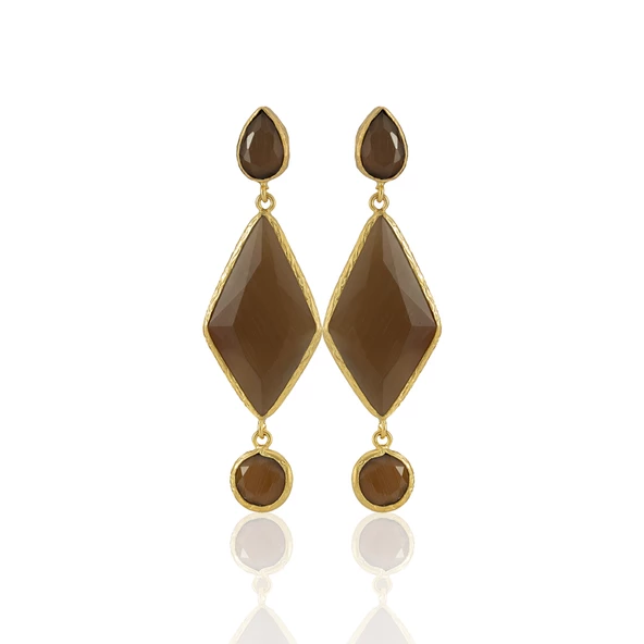 Kadir Jewellery 22 Ayar Altın Kaplama Kadın Sallantılı Küpe -El İşçiliği Ve Hipoalerjenik Küpe - Resim 5