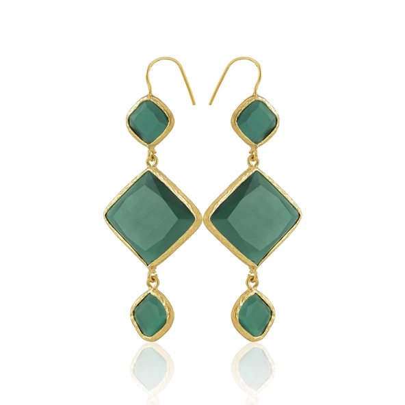 Kadir Jewellery 22 Ayar Altın Kaplama Kadın Sallantılı Küpe -El İşçiliği Ve Hipoalerjenik Küpe