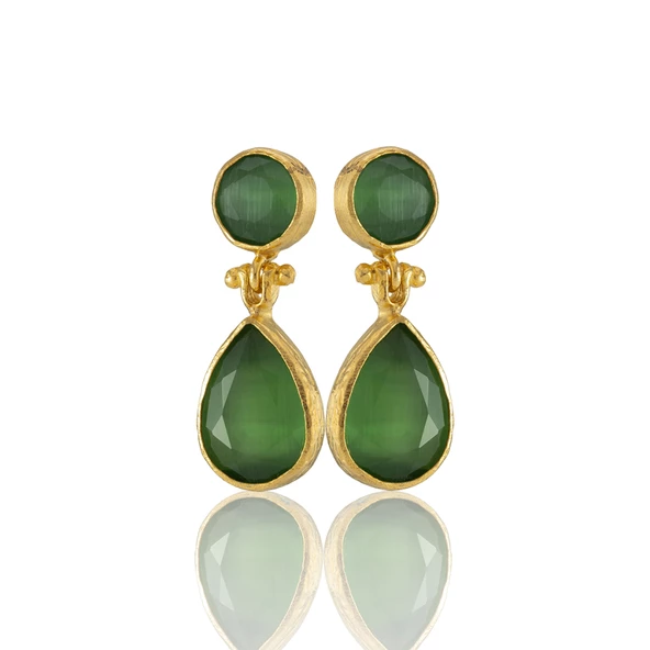 Kadir Jewellery 22 Ayar Altın Kaplama Vintage Küpe -El İşçiliği Ve Hipoalerjenik Küpe - Resim 3