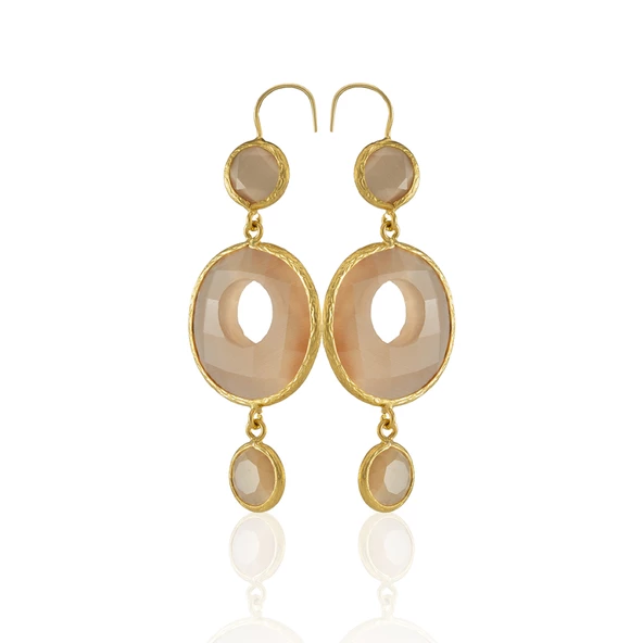 Kadir Jewellery 22 Ayar Altın Kaplama Kadın Sallantılı Küpe -El İşçiliği Ve Hipoalerjenik Küpe - Resim 7