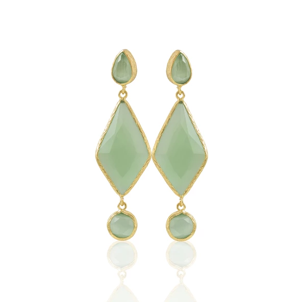 Kadir Jewellery 22 Ayar Altın Kaplama Kadın Sallantılı Küpe -El İşçiliği Ve Hipoalerjenik Küpe - Resim 4