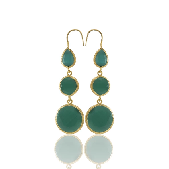 Kadir Jewellery 22 Ayar Altın Kaplama Kadın Sallantılı Küpe -El İşçiliği Ve Hipoalerjenik Küpe - Resim 2